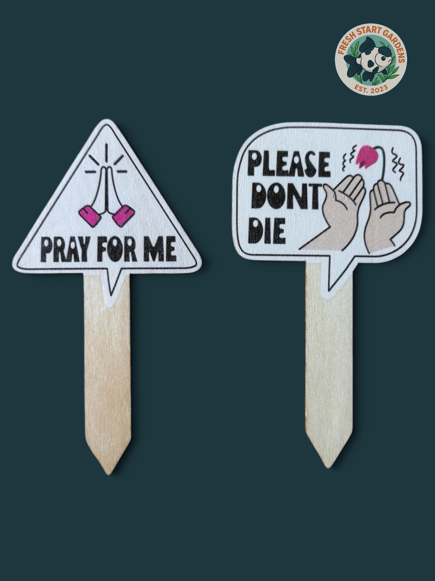 Funny Wooden Plant Labels - Hand drawn