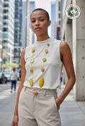 Yellow Wooden Bead Statement Necklace
