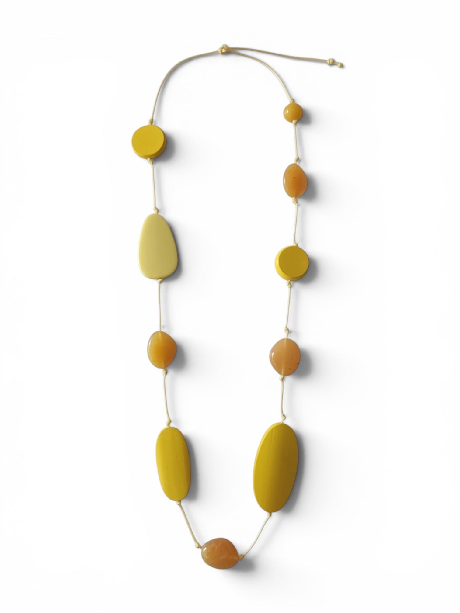 Yellow Wooden Bead Statement Necklace