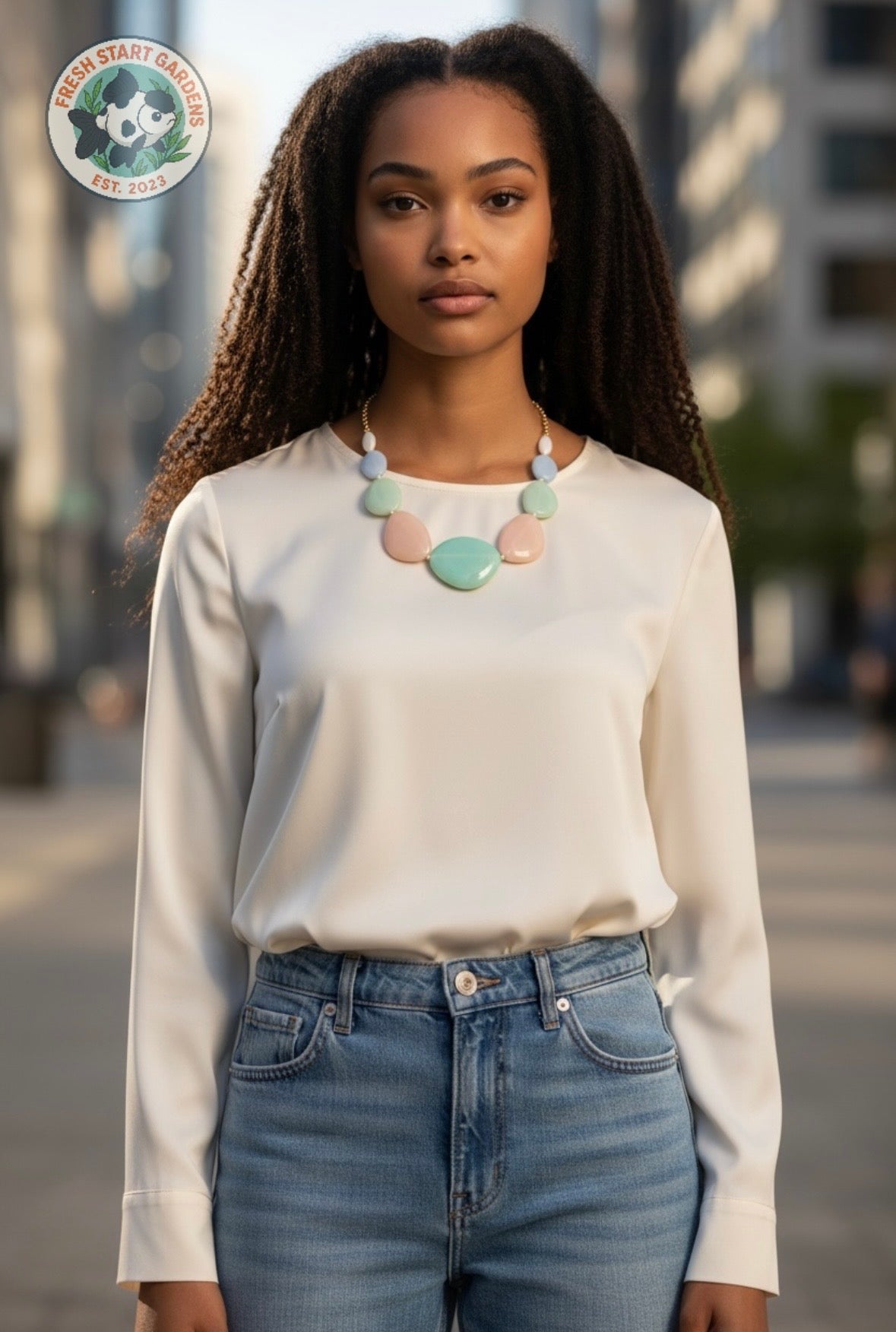 Pastel Statement Necklace – Mint, Blush & Sky Blue