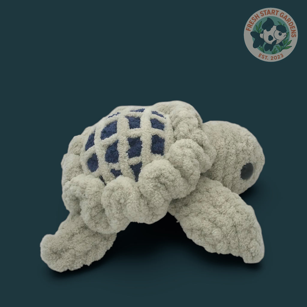 Turtle Plushie - Blue Shell - Handmade -