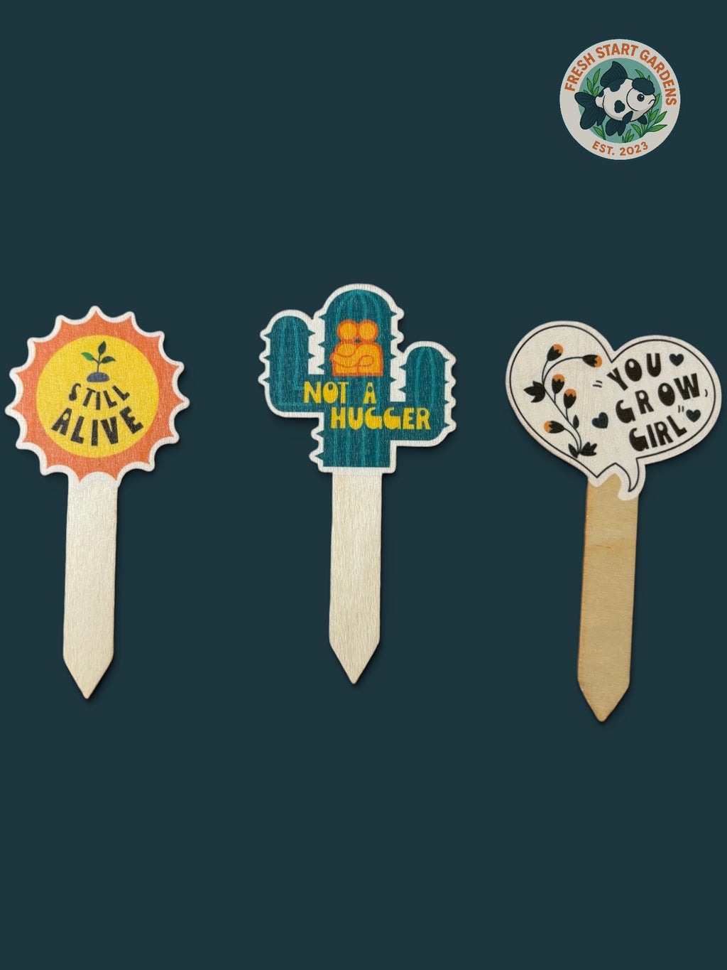 Funny Wooden Plant Labels - Hand drawn