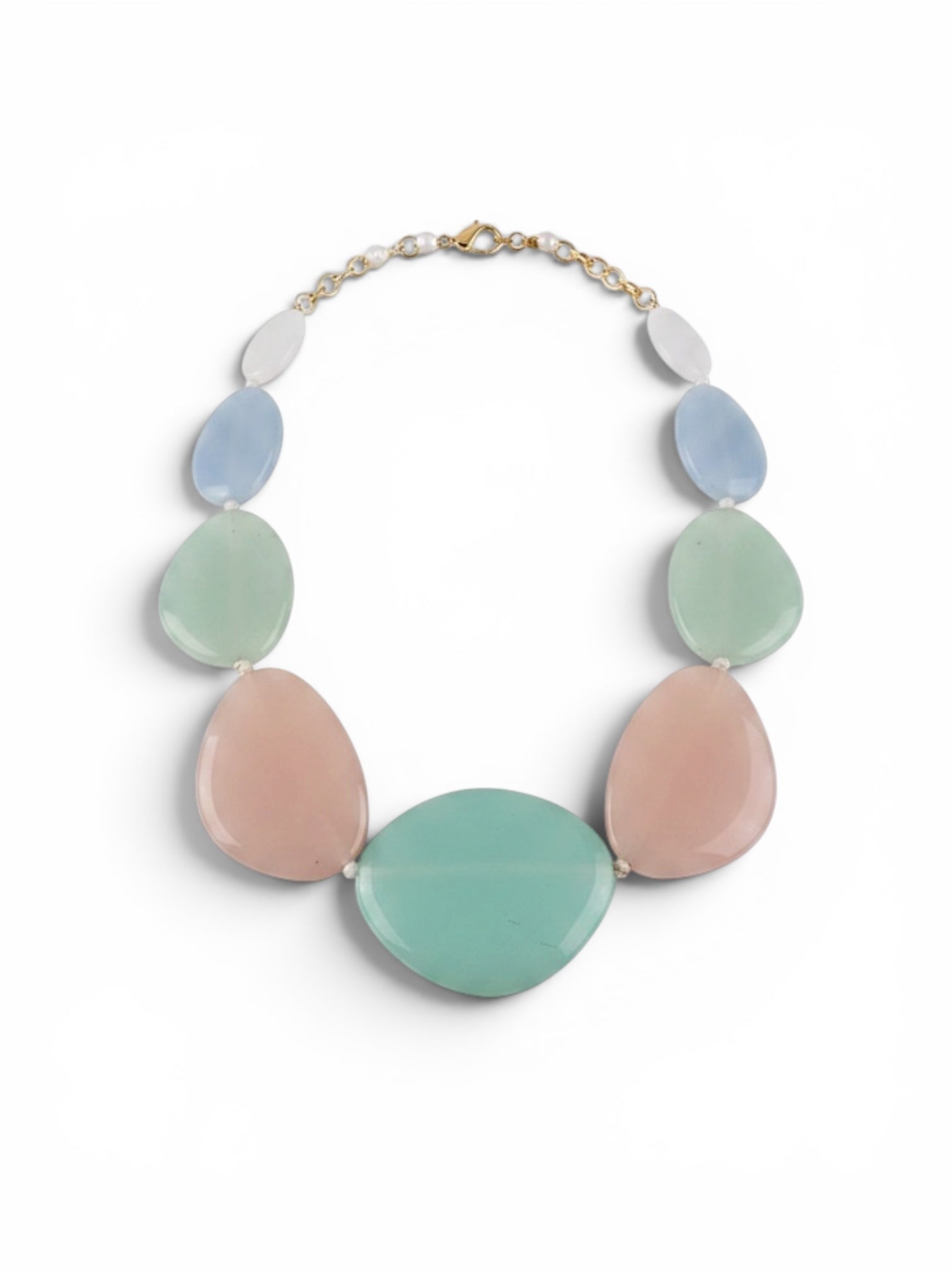 Pastel Statement Necklace – Mint, Blush & Sky Blue