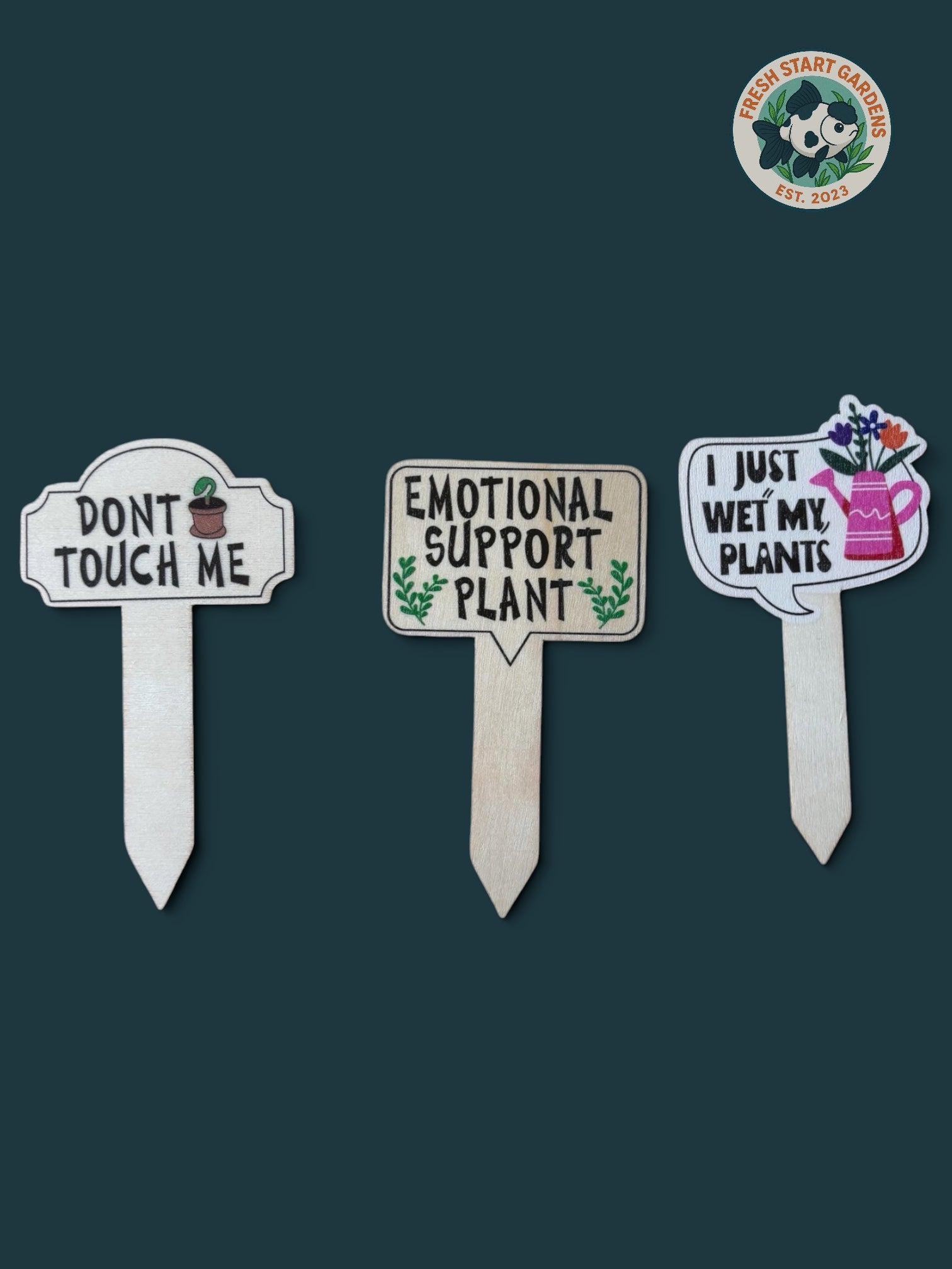 Funny Wooden Plant Labels - Hand drawn