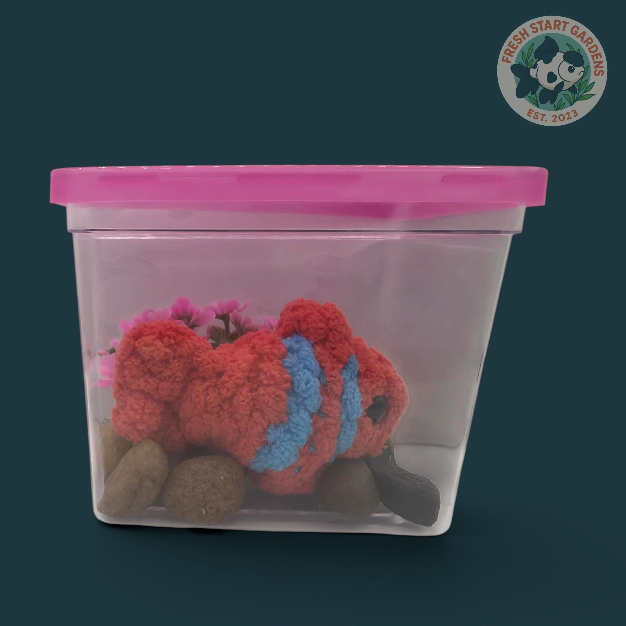 Clownfish Plushie + Fish Tank - Handmade-