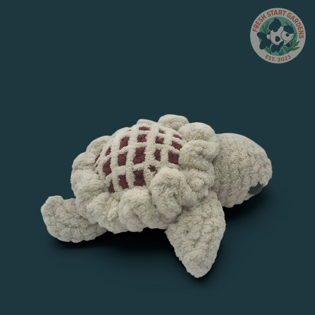 Turtle Plushie - Red Shell - Handmade -